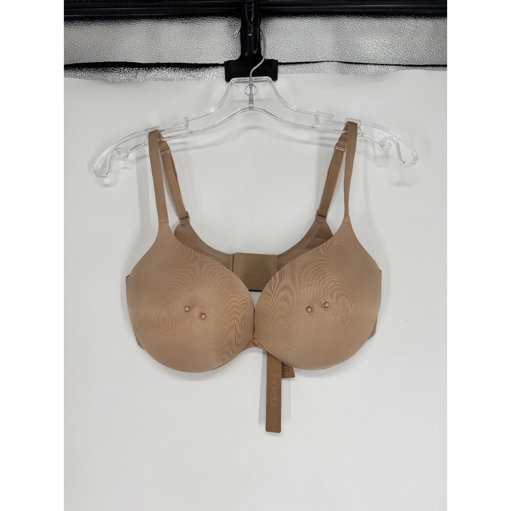SKIMS Ultimate Pierced Nipple Push Up Bra Womens 34DD Clay Tan Padded Underwired